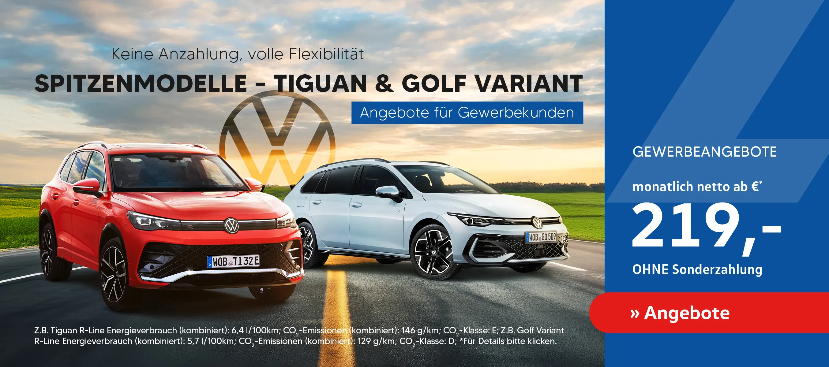 Autohaus Linke Bilder für Online Aktion Landingpage Gewerbeaktion für GOlf und Tiguan Spitzenmodelle Sonderleasing und mehr in Crailsheim